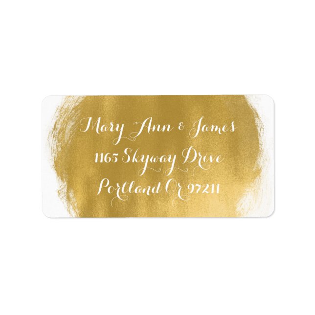 Étiquette Adresse mariage Gold Peinture Look (Devant)