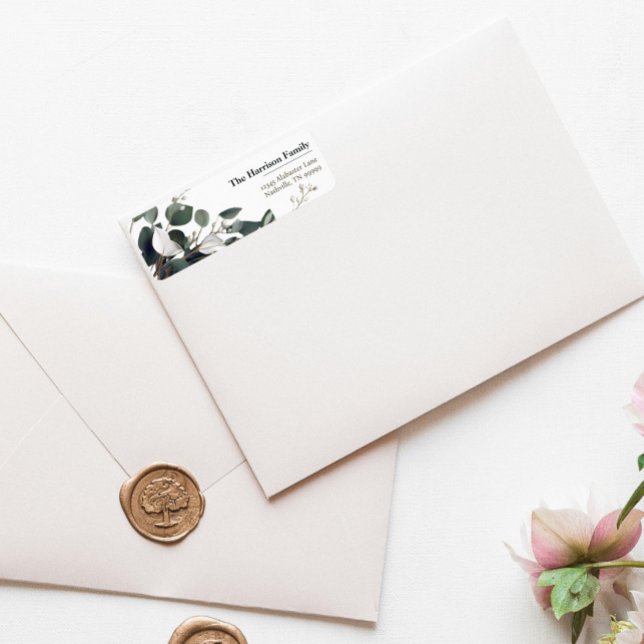 Étiquette Adresse Mariage moderne Eucalyptus (Modern Eucalyptus Wedding Return Address Label)