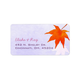 Étiquette Adresse Mariage simple de la feuille d'érable auto