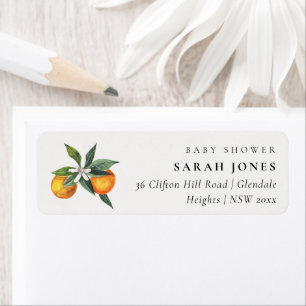 Étiquette Adresse minimale du Baby shower Botanique Orange