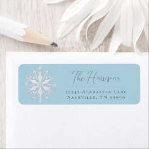 Étiquette Adresse minimaliste du Mariage Snowflake   Bleu gl