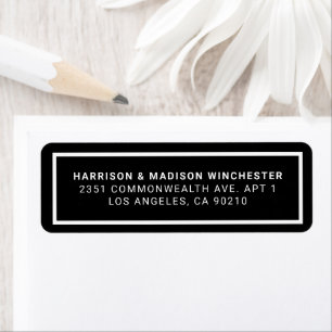 Étiquette Adresse minimaliste moderne blanche noir