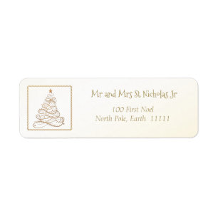 Étiquette Adresse Modèle Golden Filigree Christmas Tree