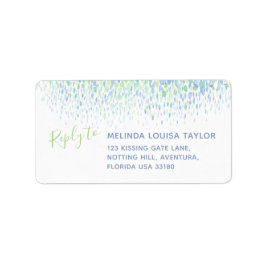 Étiquette Adresse moderne des touches d'aquarelle verte bleu
