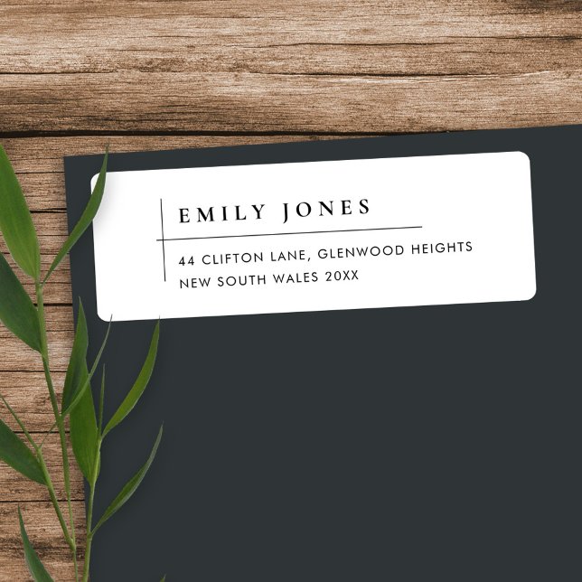 ÉTIQUETTE ADRESSE MODERNE MINIMALE DE TYPOGRAPHIE NOIRE ET B (Créateur téléchargé)