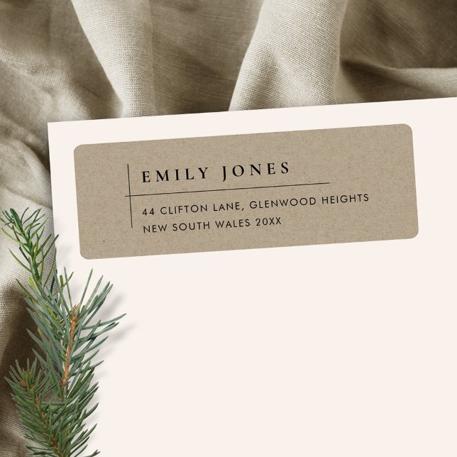 ÉTIQUETTE ADRESSE MODERNE MODERNE DE TYPOGRAPHIE DE KRAFT (Créateur téléchargé)