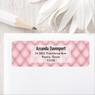 Étiquette Adresse Motif de luxe Pink Tufted Diamond