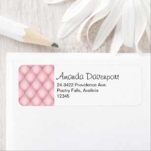 Étiquette Adresse Motif de luxe Pink Tufted Diamond