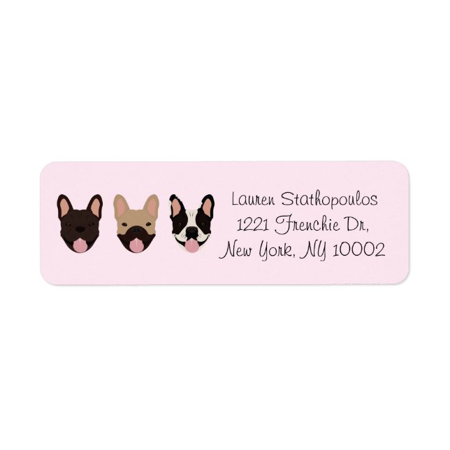 Étiquette Adresse personnalisée Bulldogs français souriant r (Devant)