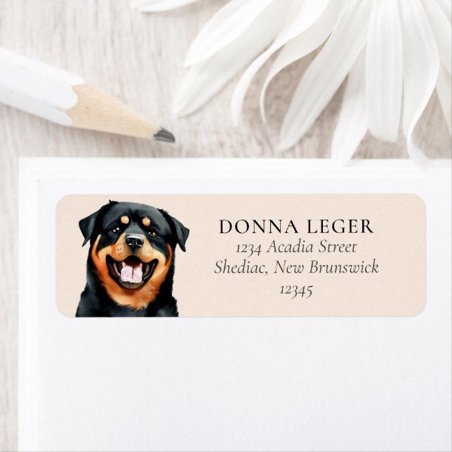 Étiquette Adresse personnalisée du chien Rottweiler (En situation)