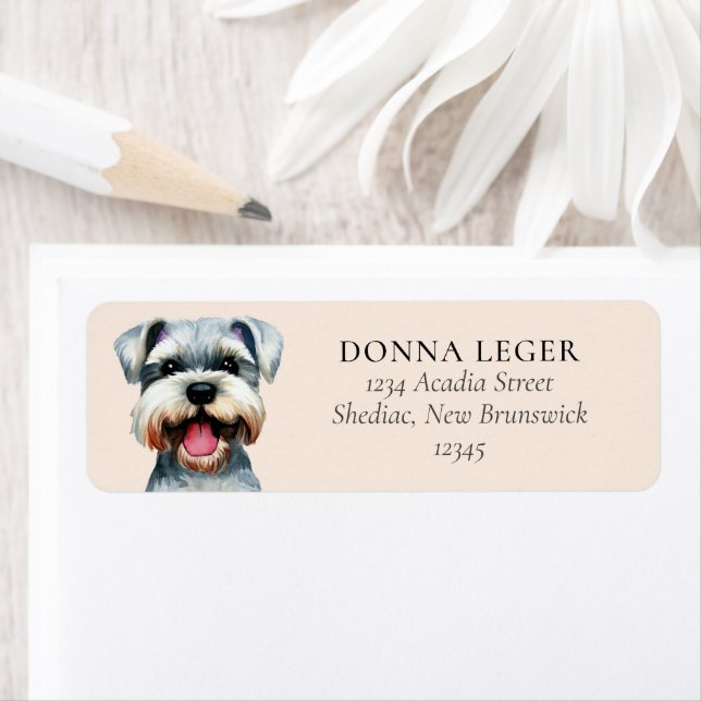 Étiquette Adresse personnalisée Schnauzer Dog (En situation)