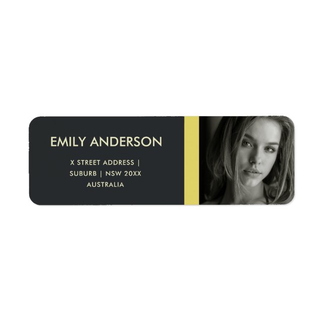 ÉTIQUETTE ADRESSE PHOTO PERSONNELLE JAUNE MODERNE (Devant)