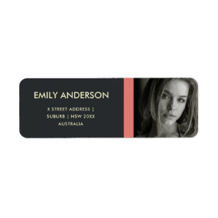 ÉTIQUETTE ADRESSE PHOTO PERSONNELLE ROSE ROUGE MODERNE NOIR