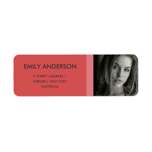 ÉTIQUETTE ADRESSE PHOTO PERSONNELLE ROUGE MODERNE (Devant)