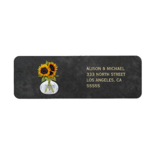 Étiquette Adresse rustique élégante de tournesol de tableau