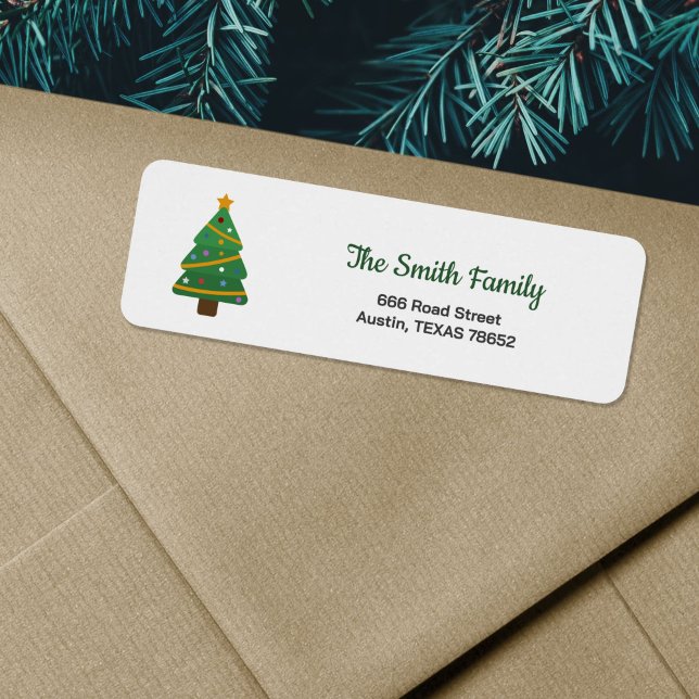 Étiquette Adresse Sapin de Noël (Christmas Tree Return Address Label)