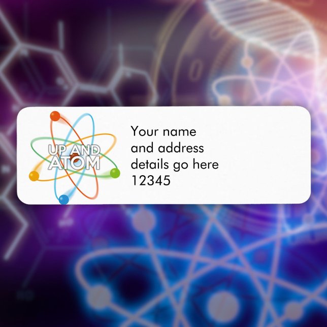 Étiquette Adresse scientifique UP AND ATOM personnalisée (Personalized UP AND ATOM Science Address Label)