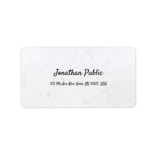 Étiquette Adresse simple de marbre blanche propre élégante