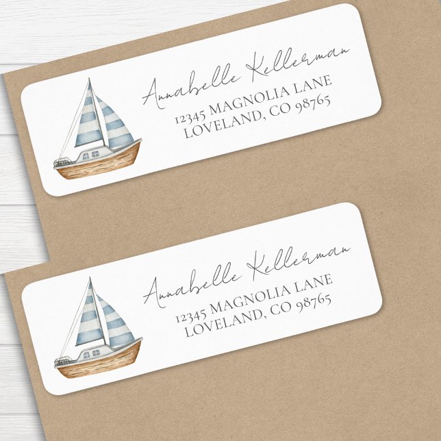 Étiquette Adresse simple de retour nautique (Simple Nautical Return Address label)