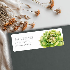 ÉTIQUETTE ADRESSE SUCCULENTE DE COULEUR D'EAU VERTE VIBRANTE