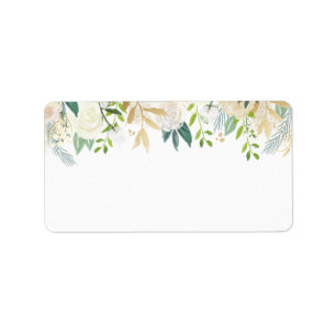 Étiquette Adresse vide blanche de l'aquarelle de rose