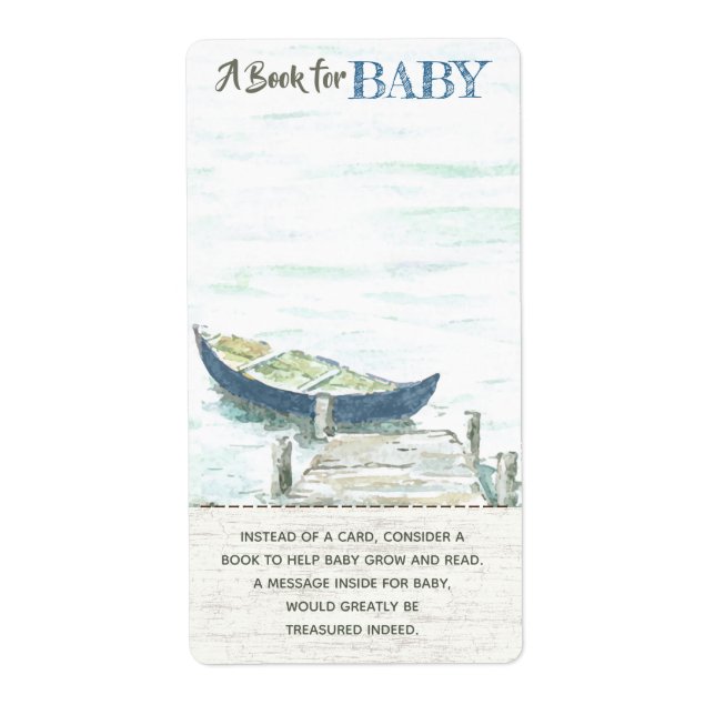 Étiquette Adventure Await Canoe Book for Baby shower (Devant)
