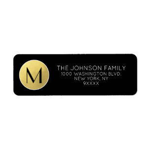 Étiquette Affaires blanches d'or noir de monogramme