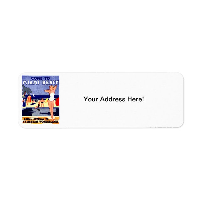 Étiquette Affiche de voyage de Miami Beach 1925 (Devant)