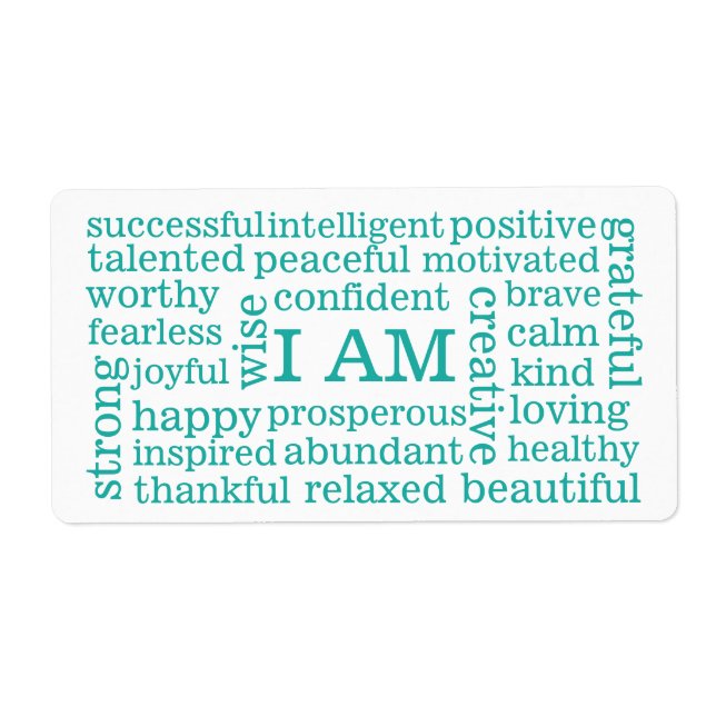 Étiquette Affirmations positives Je suis des mots pour réuss (Devant)