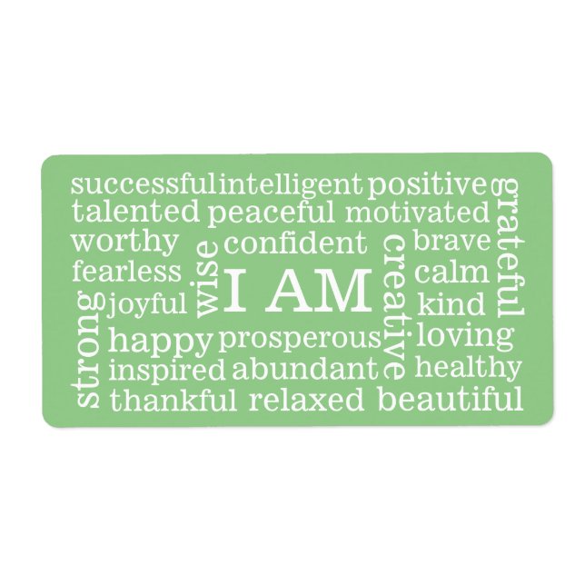 Étiquette Affirmations positives Je suis des mots pour réuss (Devant)