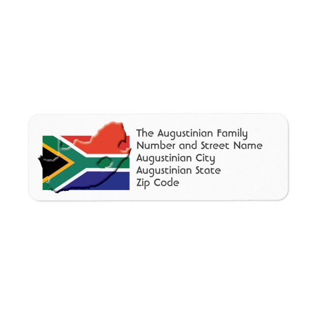 Étiquette AFRIQUE DU SUD - FLAG Adresse de retour personnali (Devant)