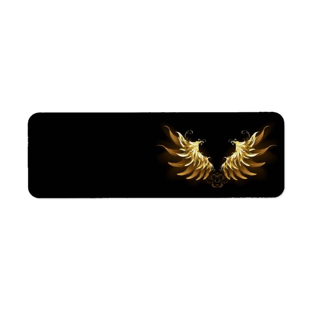 Étiquette Ailes d'Ange d'or sur arrière - plan noir (Devant)