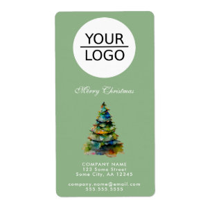 Étiquette Ajouter le logo Christmas Tree Company Green Addre