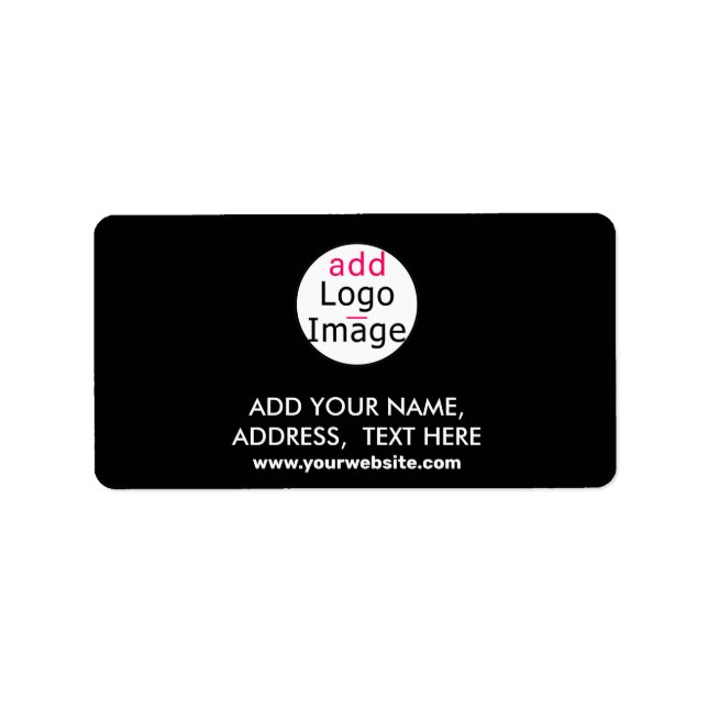 Étiquette Ajouter Logo Business Chic Personnalisable Noir Mi (Devant)