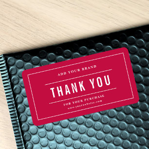 Étiquette Ajouter votre Merci de marque couleur blanche bord