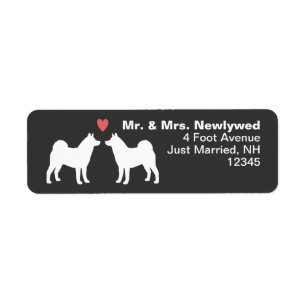 Étiquette Akita Dog Silhouettes with Heart Return Adresse
