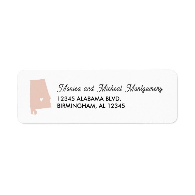 Étiquette Alabama State Map with Heart - N'IMPORTE QUELLE CO (Devant)