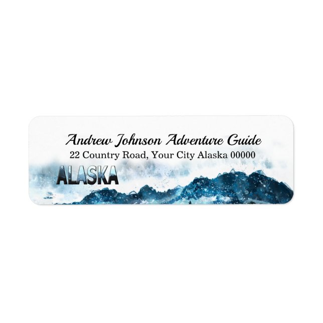 Étiquette Alaska Watercolor Mountain Landcape Adventure (Devant)