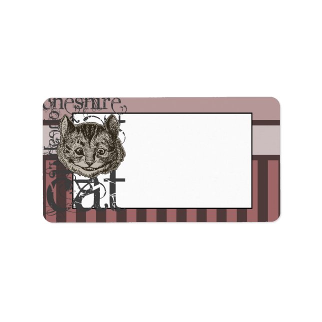 Étiquette Alice In Wonderland Cheshire Cat Grunge (Rose) (Devant)