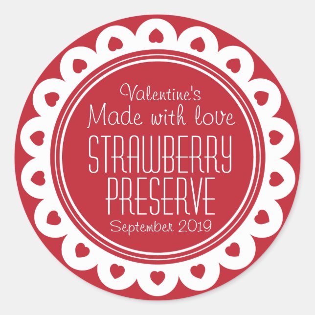 Étiquette alimentaire à confiture de fraise ronde  (Devant)