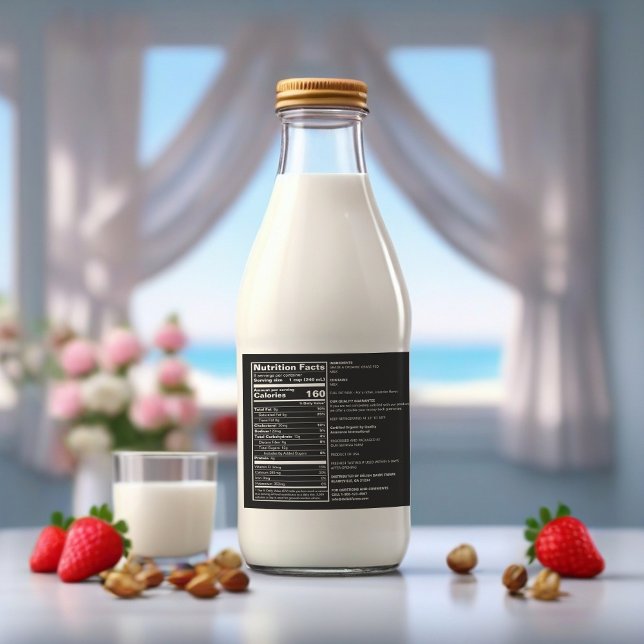 Étiquette alimentaire de lait noir sur mesure conf (Black Milk Nutritional Data Sticker)