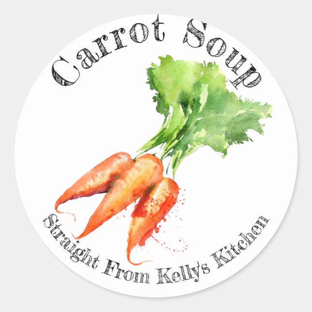 Étiquette alimentaire de soupe de carottes pour en (Devant)