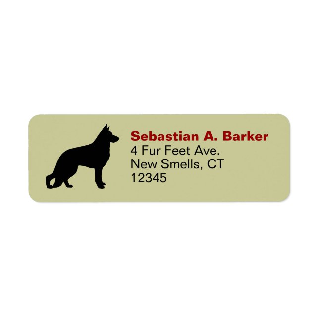 Étiquette Allemand Berger Chien GSD Silhouette Adresse de re (Devant)
