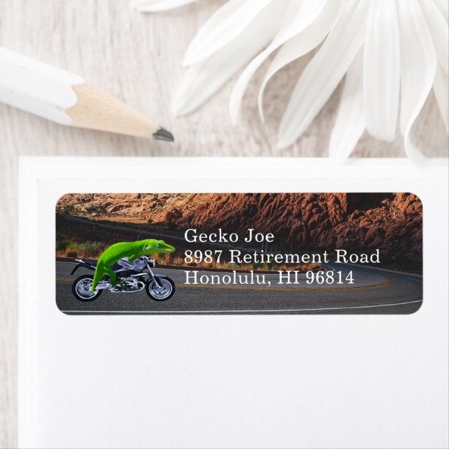 Étiquette Aller À La Retraite Gecko Adresse Moto (En situation)