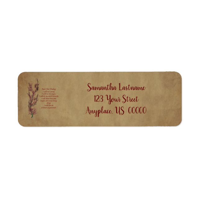 Étiquette Allocution De Prière Inspirante Juste Pour Aujourd (Devant)