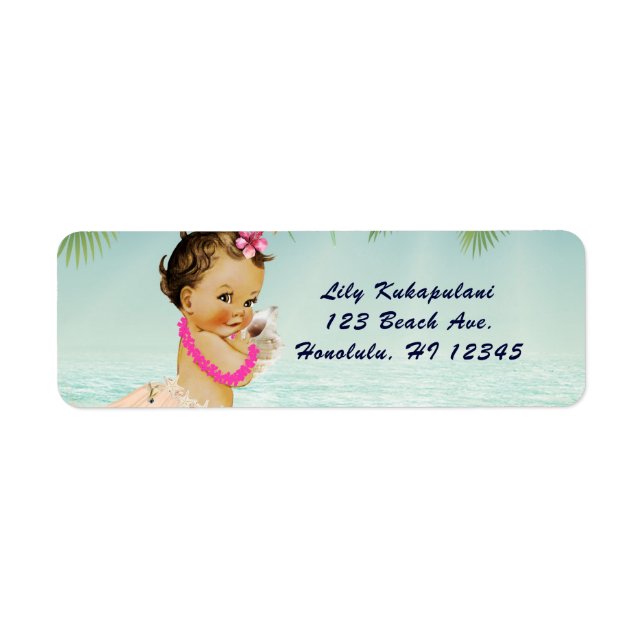 Étiquette Aloha Baby shower Hawaiian Retro Beach Invitation (Devant)
