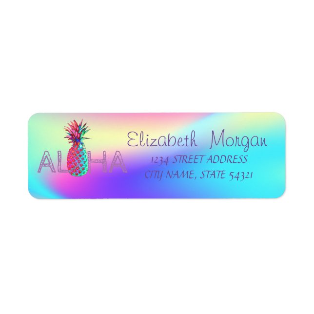 Étiquette Aloha Hawaiian Ananas Holographique (Devant)