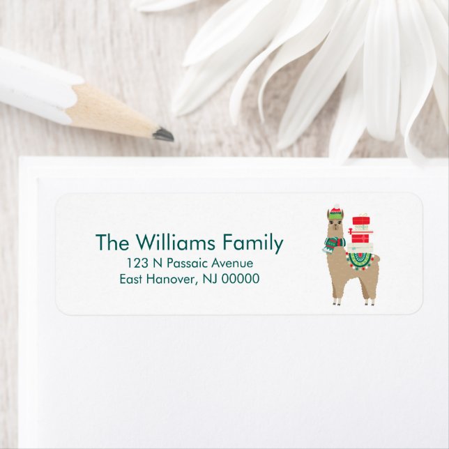 Étiquette Alpaca de Noël festif (En situation)