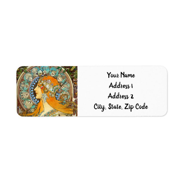 Étiquette Alphonse Mucha Art Nouveau Zodiac (Devant)