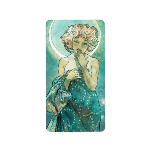 Étiquette Alphonse Mucha Lune Clair De Lune Art Nouveau (Devant)